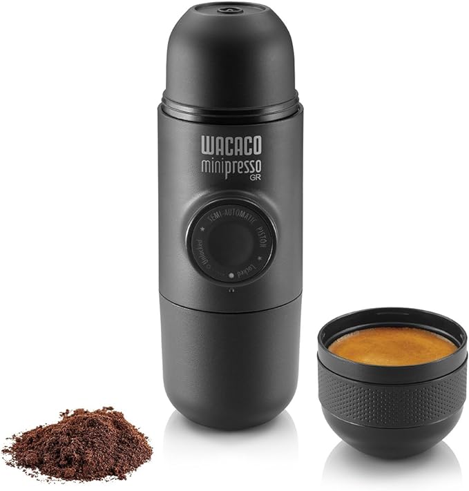 WACACO Minipresso GR, Portable Espresso Machine, Compatible Ground Coffee, Hand Coffee Make, Travel Gadgets, Manually Operated, Perfect for Camping